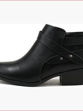Women's Closed Toe Multi Strap Ankle Bootie Block Heel Synthetic PU Nubuck PU